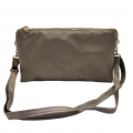 10015S- BRONZE PU LEATHER TRI POCKET CLUTCH / CROSS BODY BAG